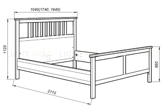 Кровать Кантри односпальная 90х200, массив сосны, цвет белый 410055002300