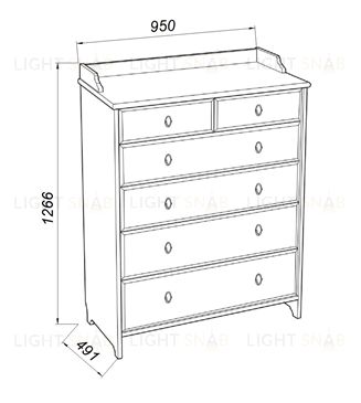Комод 6 Вествик с шестью выдвижными ящиками,массив сосны, цвет белый 414035002300