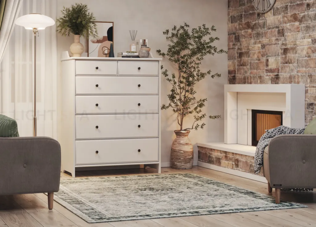 Комод 6 Вествик с шестью выдвижными ящиками,массив сосны, цвет белый 414035002300