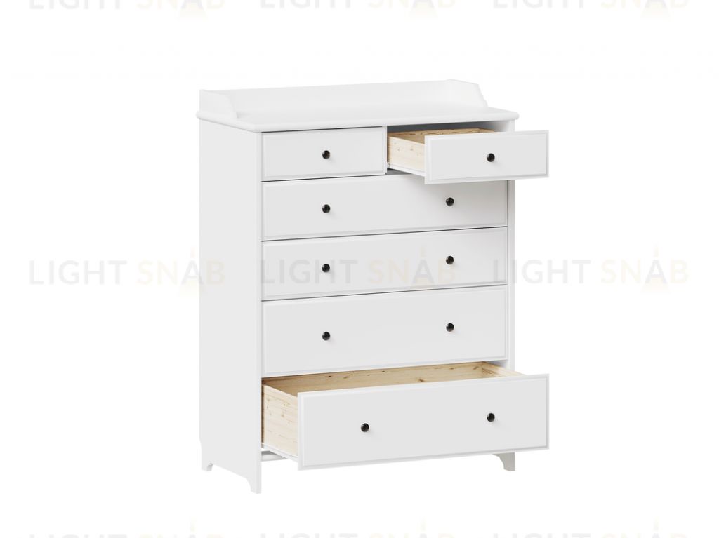 Комод 6 Вествик с шестью выдвижными ящиками,массив сосны, цвет белый 414035002300