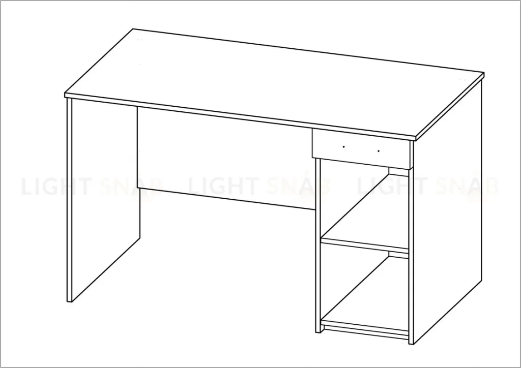 Стол КАСТОР письменный с одной тумбой и одним ящиком, цвет белый 2.03.06.030.1