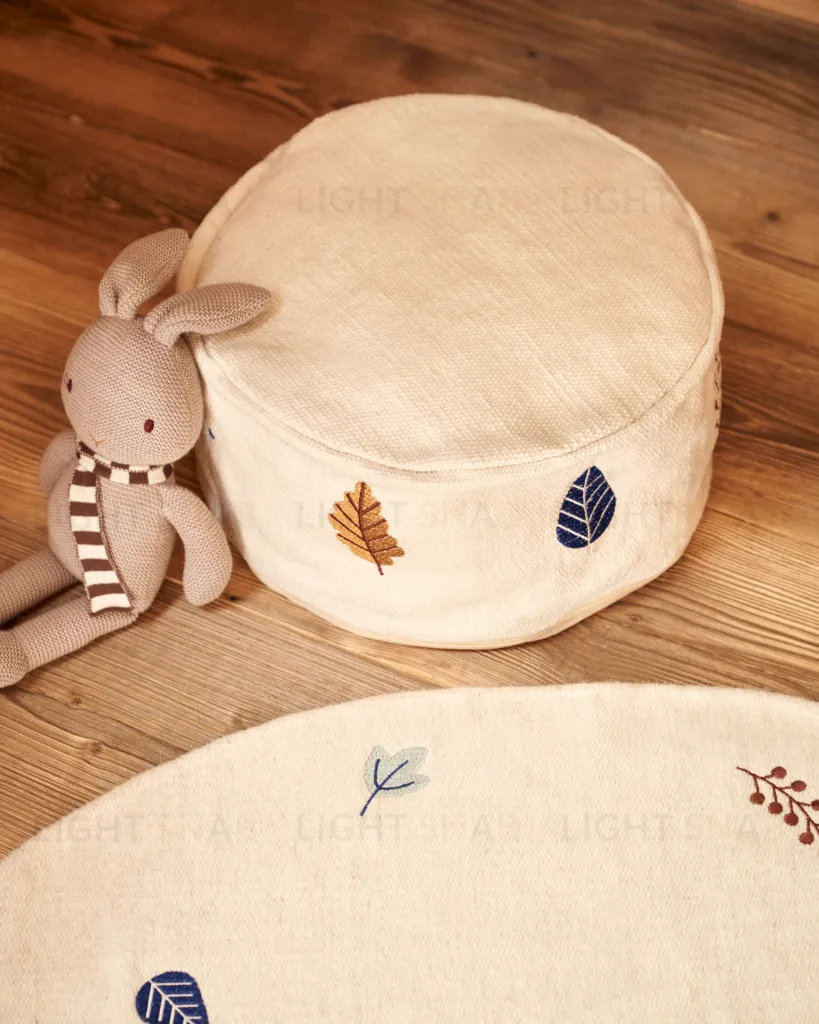 Пуф Yanil Пуф из 100% белого хлопка с разноцветной вышивкой Ø 40 см 177835