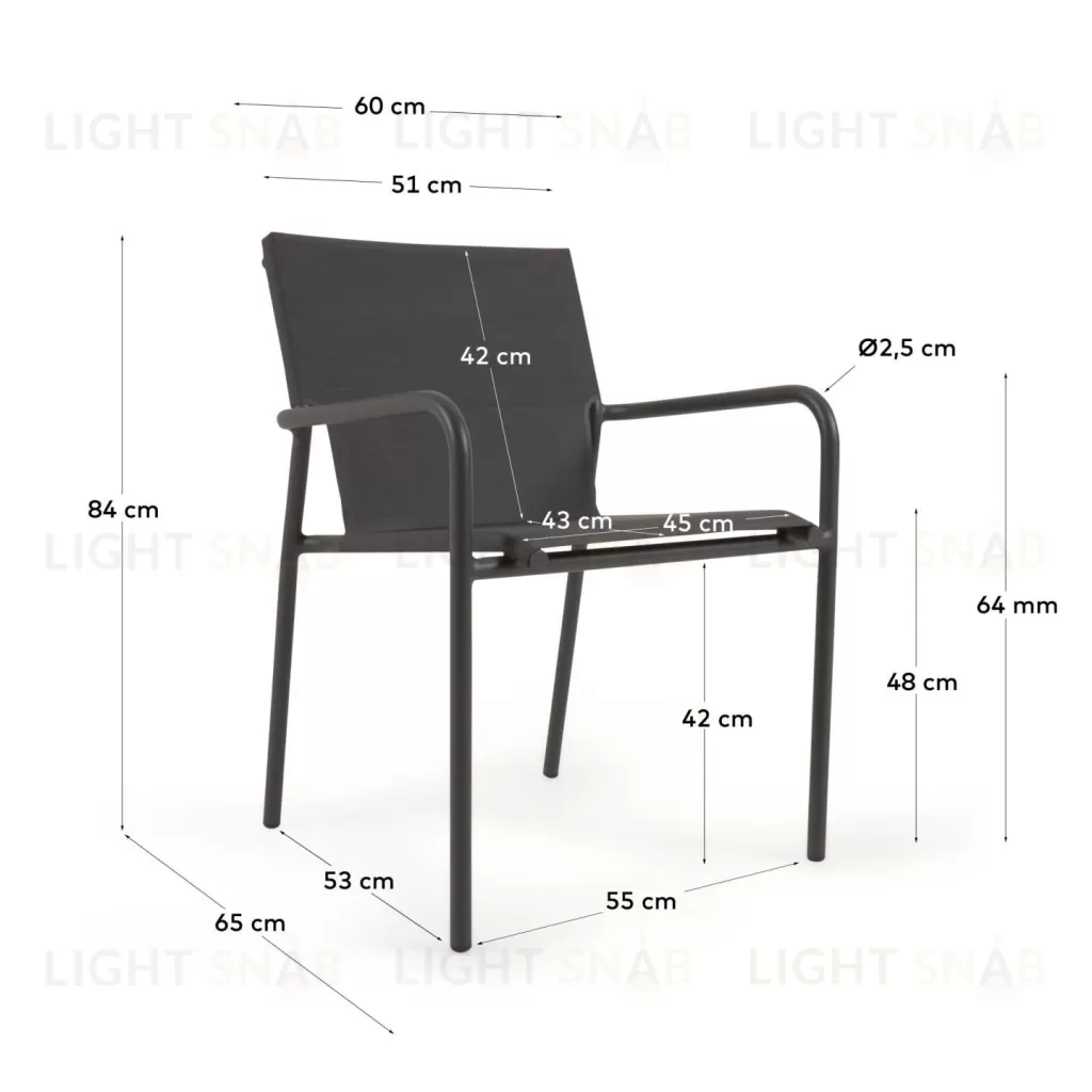 Zaltana Алюминиевый стул для улицы, окрашенный в черный матовый цвет 117351