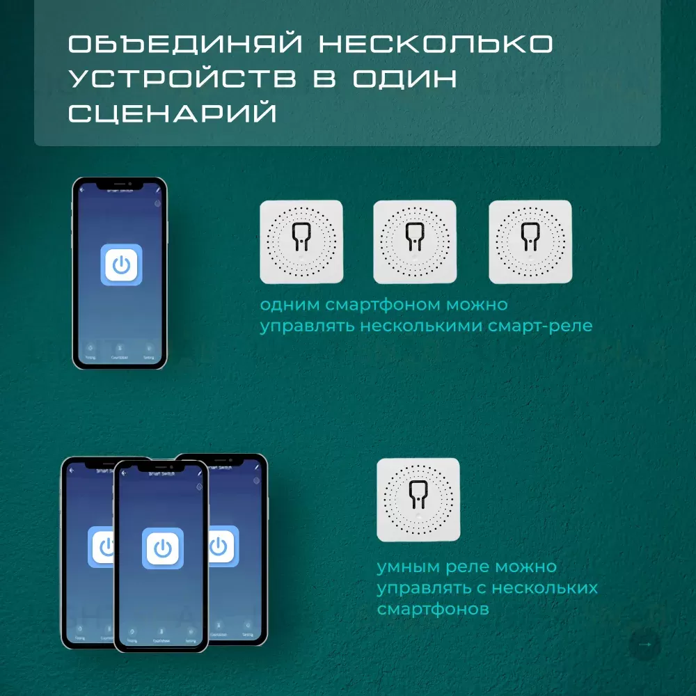 Wi-Fi реле 1 канал-16А , для модуля умный дом, протоколы WiFi, Tuya, совместим со Smart Life, с Алисой, Марусей, Google Home ZRS.1505.01