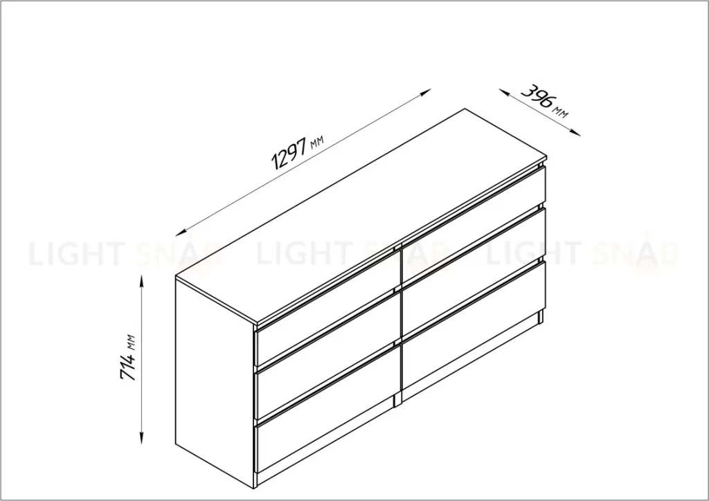 2.03.02.080.4 КАСТОР комод 6 ящиков RU серый 2.03.02.080.4