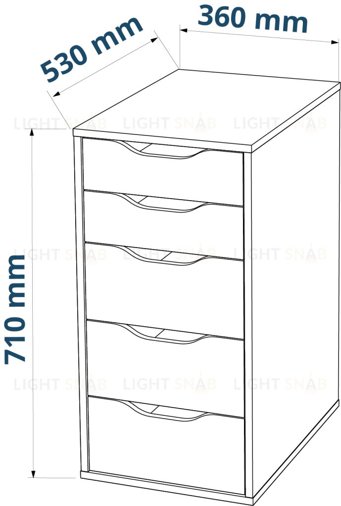 S01026 Ингар 5 комод 36x71x53, серо-бирюзовый S01026