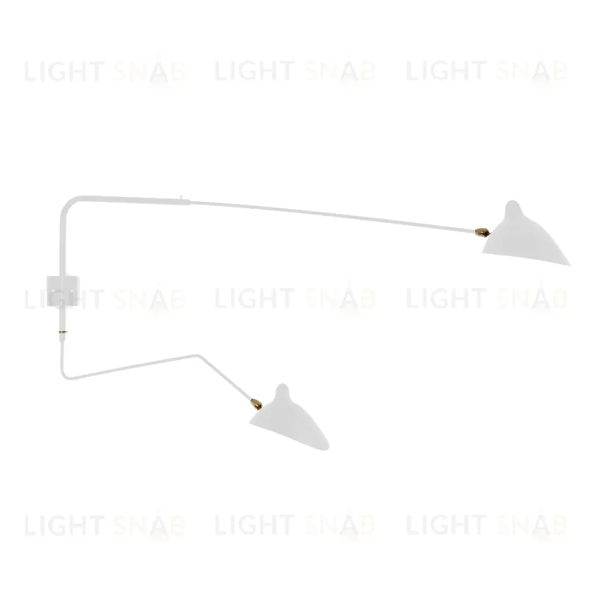 Настенный дизайнерский светильник AP2B1C Two Arms by Serge Mouille (белый) LSR4007