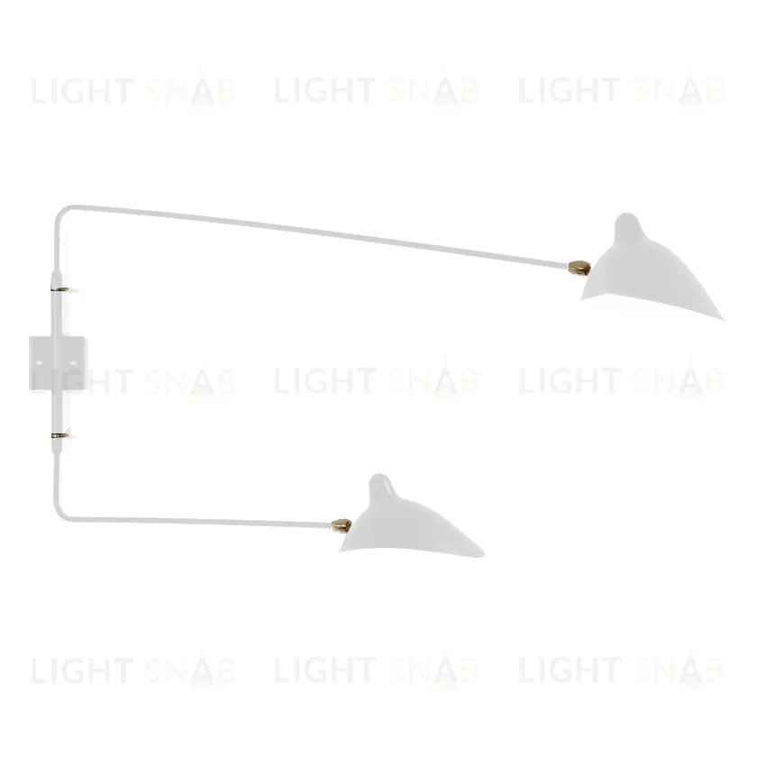 Настенный дизайнерский светильник AP2BD Two Arms by Serge Mouille (белый) LSR4009