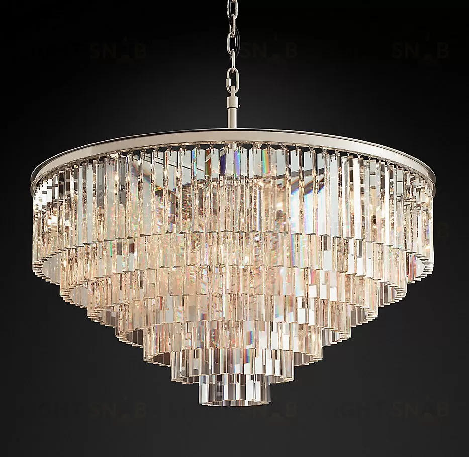 Подвесной дизайнерский светильник  1920s Odeon Clear Glass Fringe 7-Tier Chandelier by Restoration Hardware LSR5741