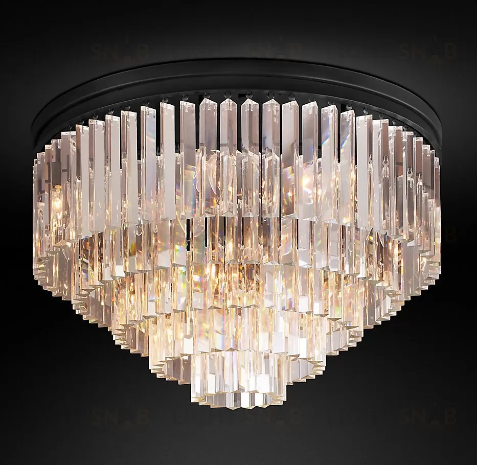 Подвесной дизайнерский светильник  1920s Odeon Clear Glass Fringe 5-Tier Flushmount by Restoration Hardware LSR5740