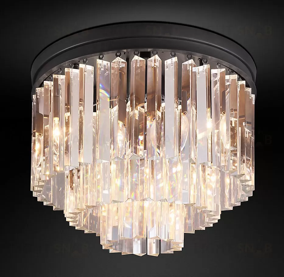 Подвесной дизайнерский светильник  1920s Odeon Clear Glass Fringe 3-Tier Flushmount by Restoration Hardware LSR5738