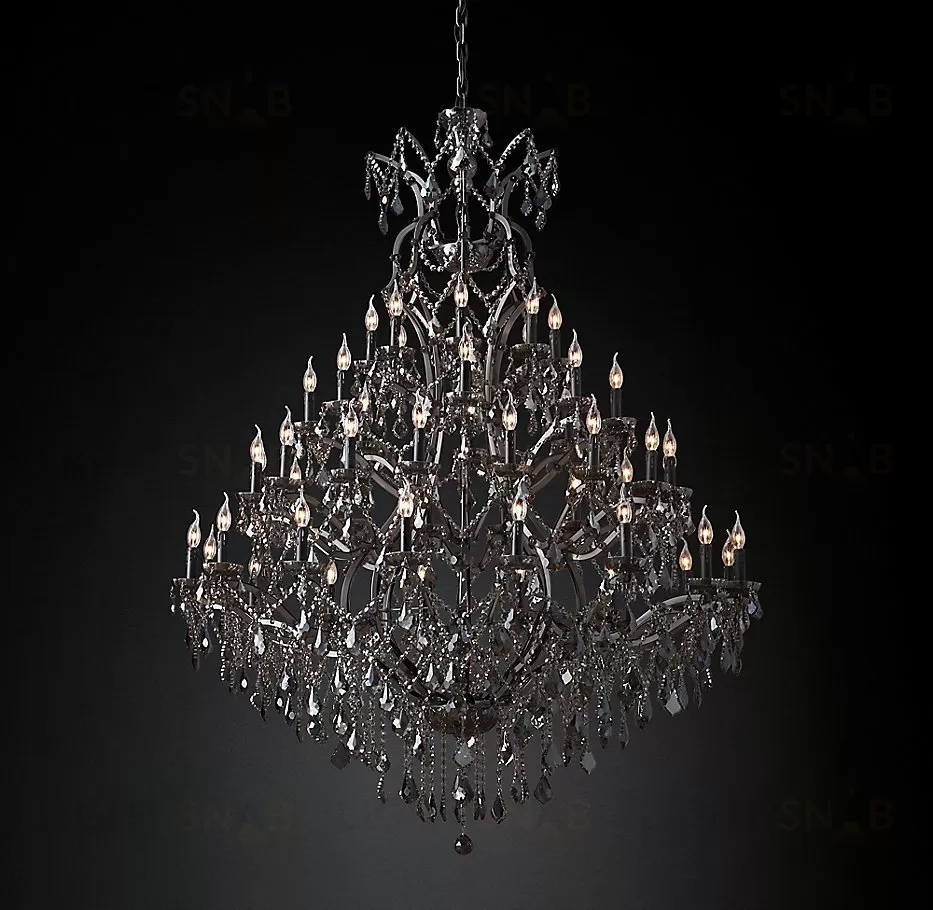 Подвесной дизайнерский светильник  19th C. Rococo Iron & Smoke Crystal Round Chandelier 60