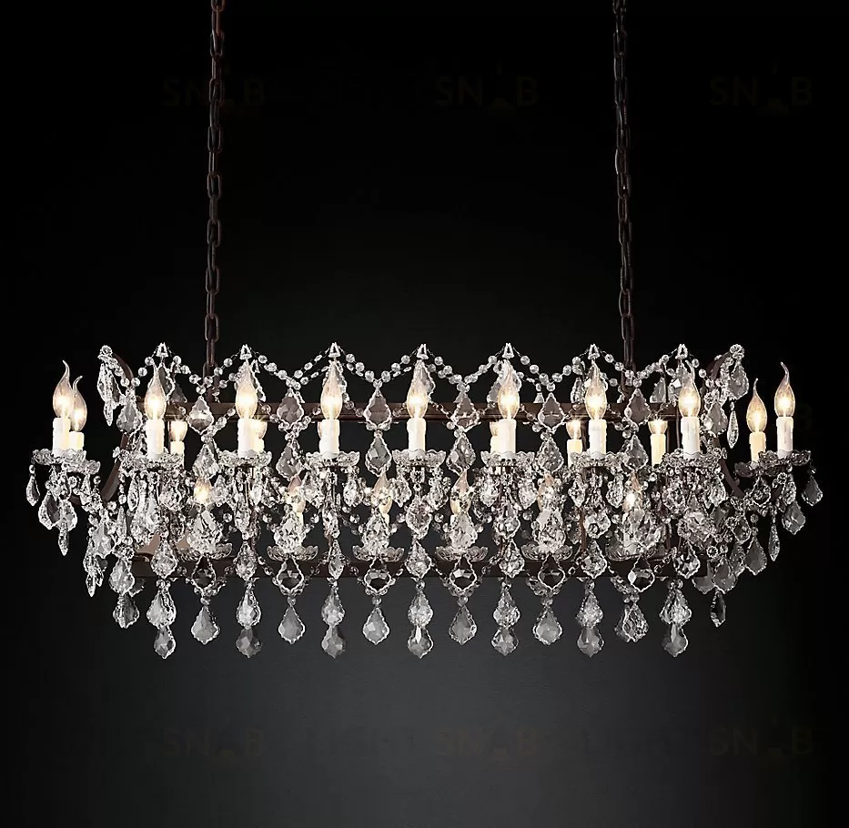 Подвесной дизайнерский светильник  19th C. Rococo Iron & Clear Crystal Rectangular Chandelier 51