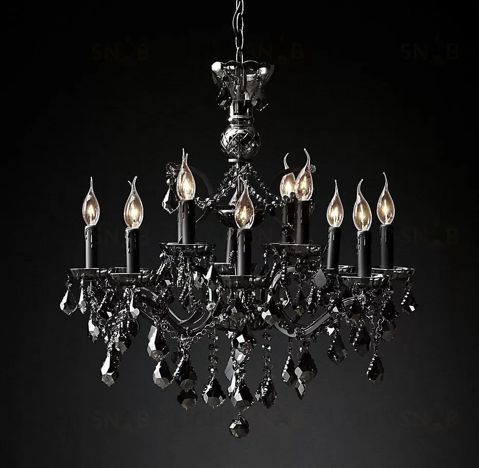 Подвесной дизайнерский светильник  19th C. Rococo Iron & Smoke Crystal Round Chandelier 28