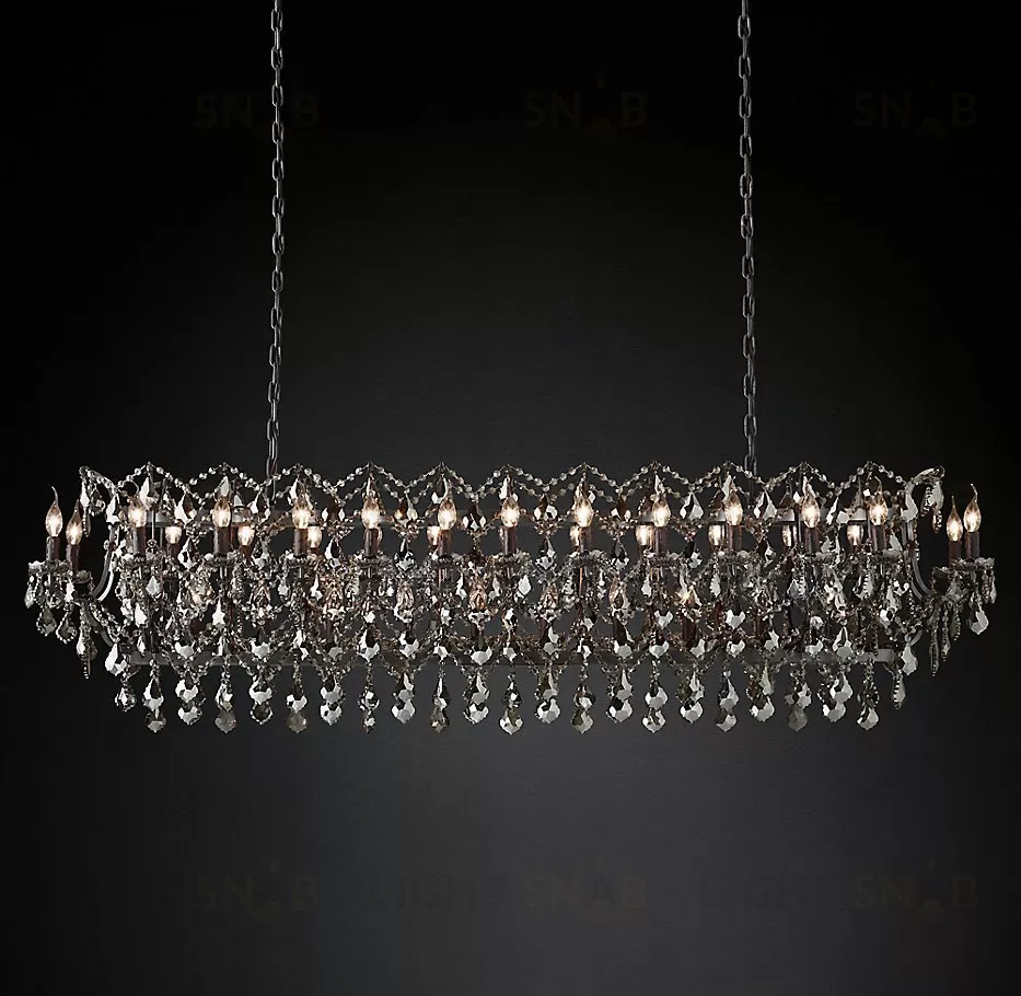 Подвесной дизайнерский светильник  19th C. Rococo Iron & Smoke Crystal Rectangular Chandelier 73