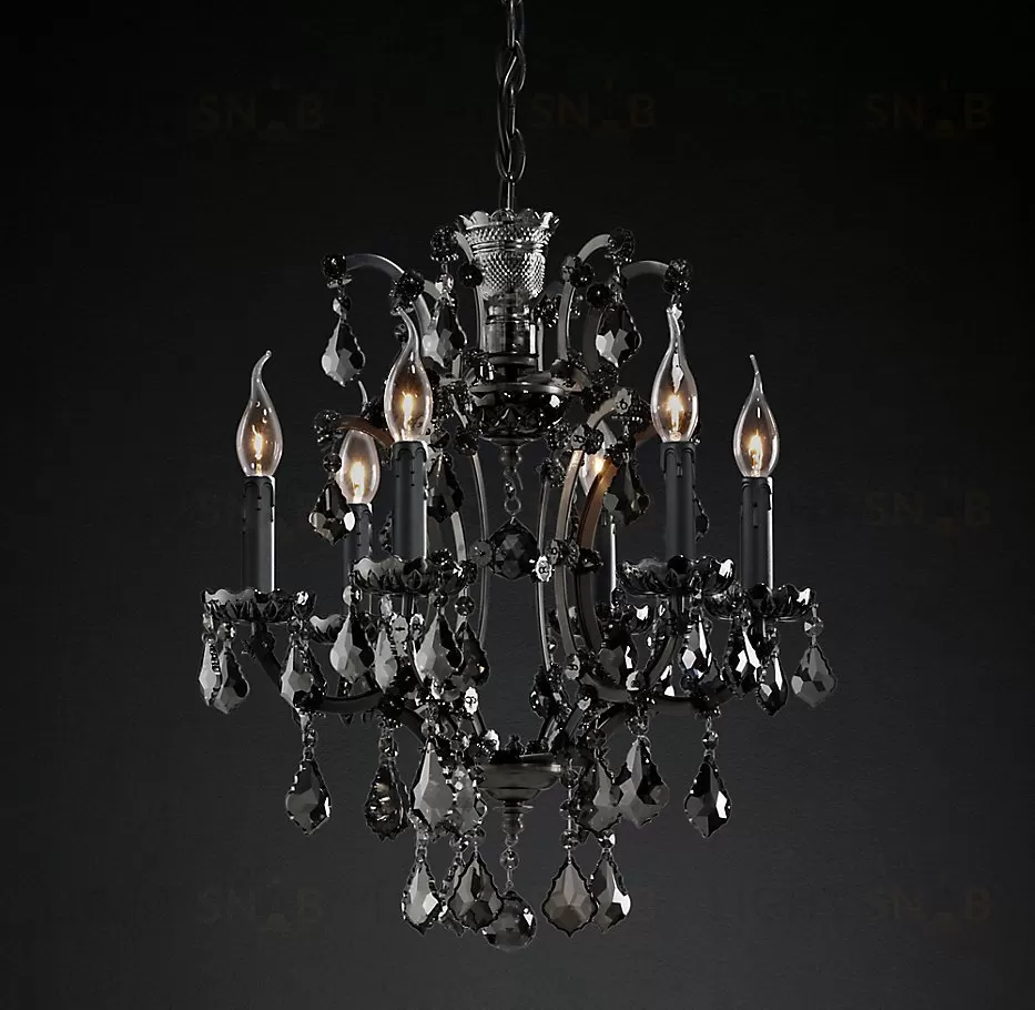 Подвесной дизайнерский светильник  19th C. Rococo Iron & Smoke Crystal Round Chandelier 18