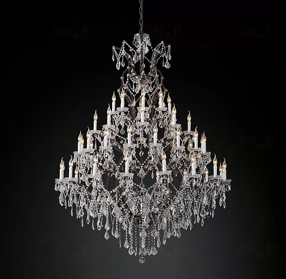 Подвесной дизайнерский светильник  19th C. Rococo Iron & Clear Crystal Round Chandelier 59