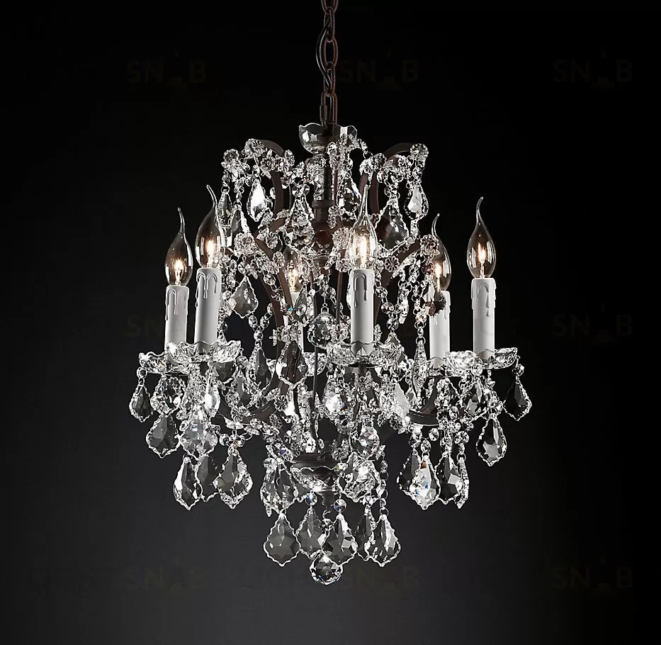 Подвесной дизайнерский светильник  19th C. Rococo Iron & Clear Crystal Round Chandelier 18