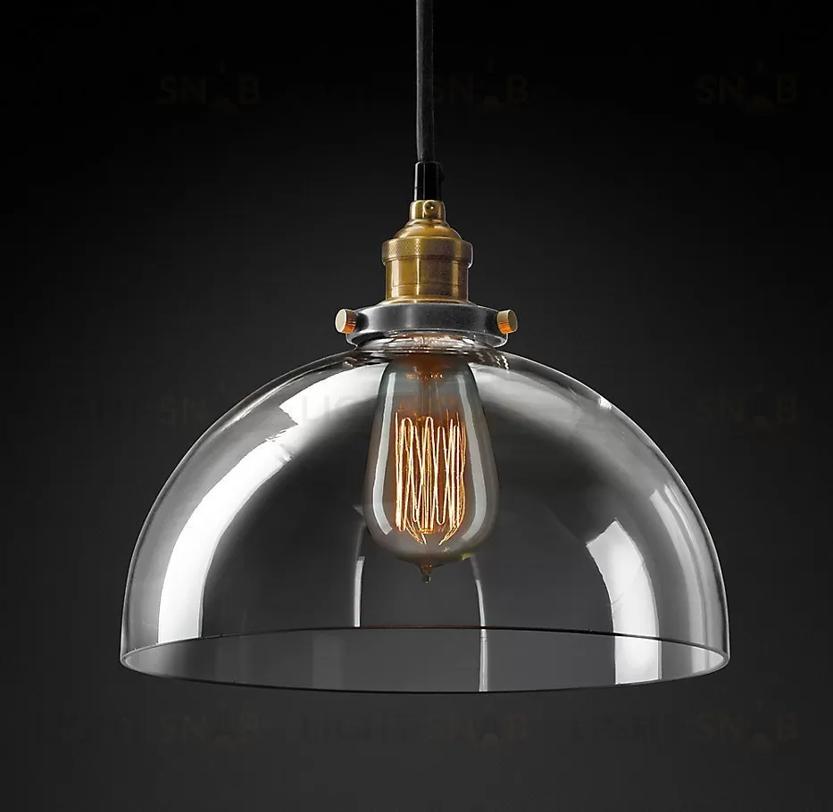 Подвесной дизайнерский светильник  20th C. Factory Filament Clear Glass Dome Pendant by Restoration Hardware LSR5800