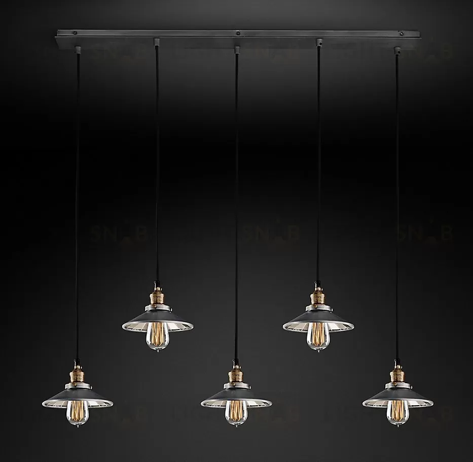 Подвесной дизайнерский светильник  20th C. Factory Filament Reflector Rectangular Pendant by Restoration Hardware LSR5810