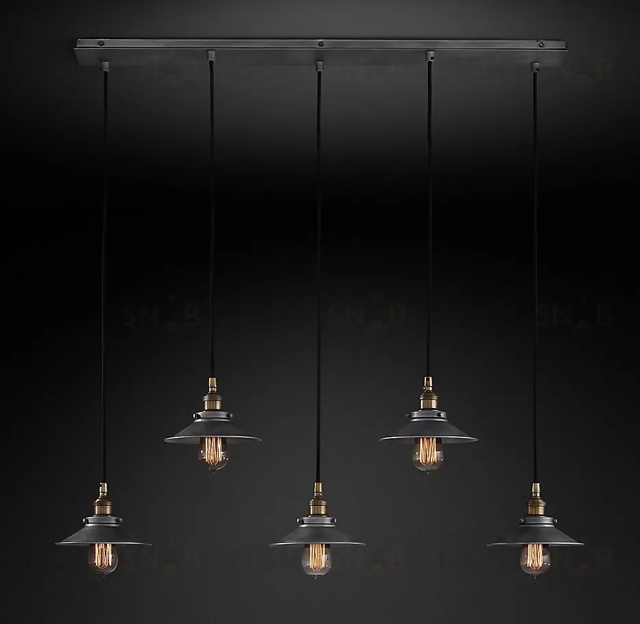 Подвесной дизайнерский светильник  20th C. Factory Filament Metal Rectangular Pendant by Restoration Hardware LSR5806