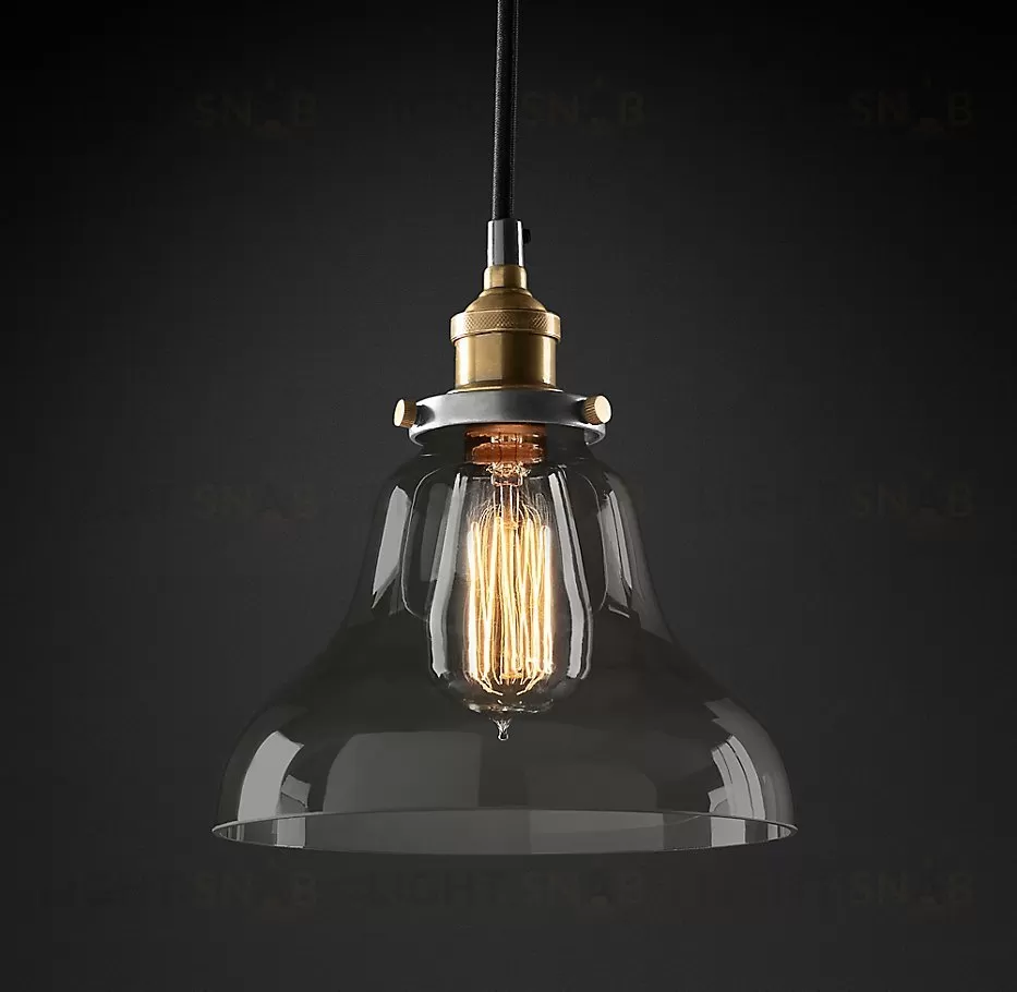 Подвесной дизайнерский светильник  20th C. Factory Filament Smoke Glass Boulangerie Pendant by Restoration Hardware LSR5817