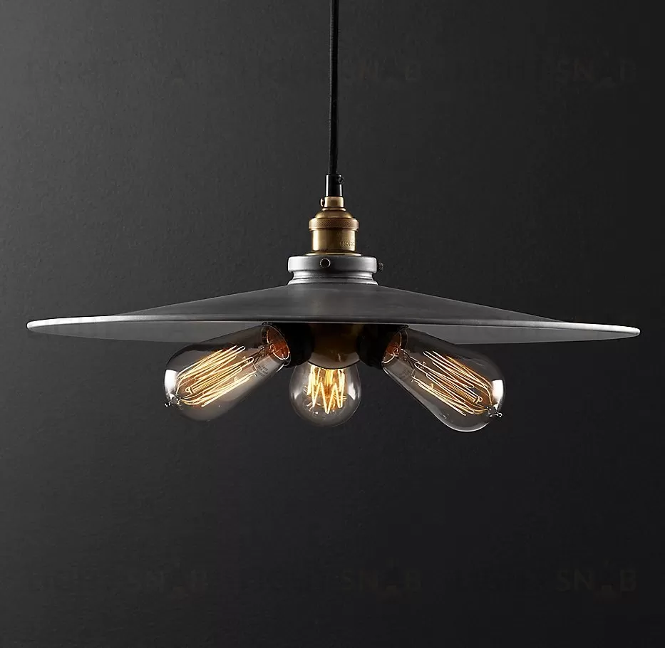 Подвесной дизайнерский светильник  20th C. Factory Filament Metal Triple Pendant by Restoration Hardware LSR5809