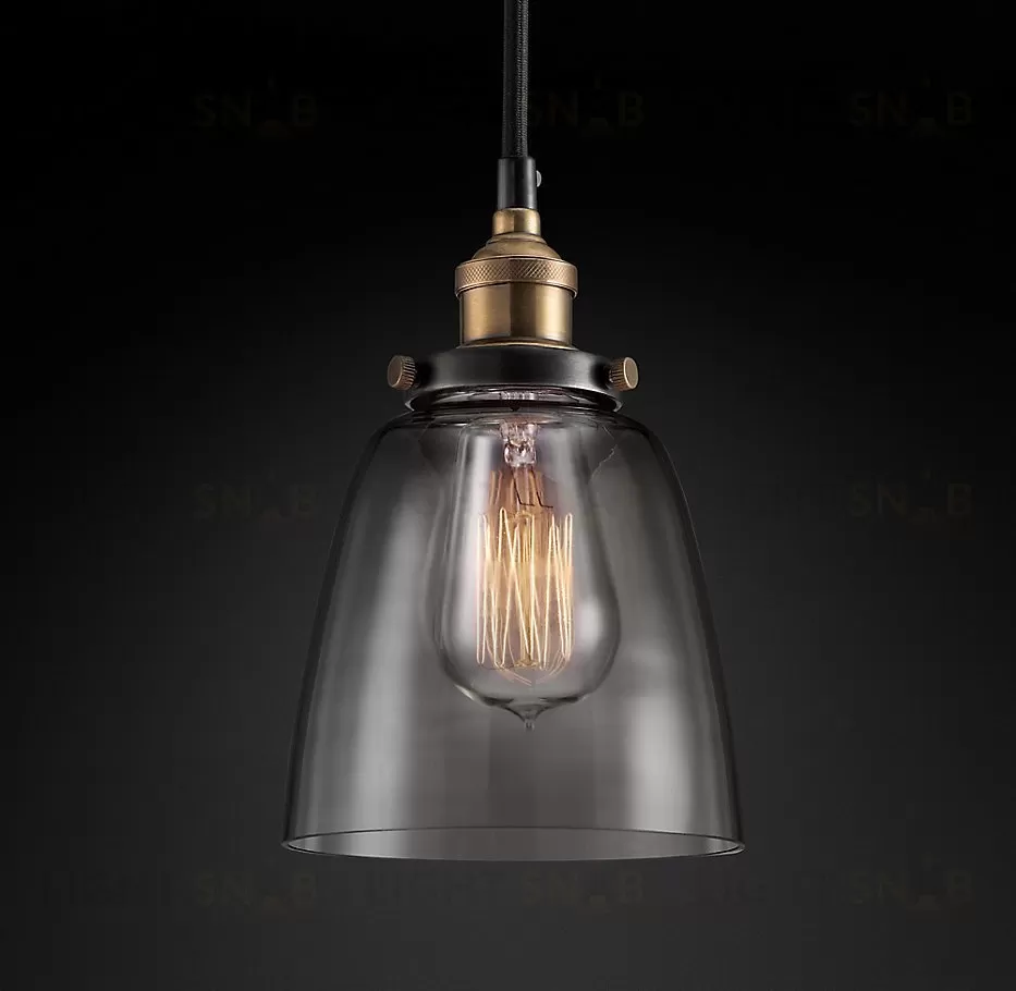 Подвесной дизайнерский светильник  20th C. Factory Filament Smoke Glass Cloche Pendant by Restoration Hardware LSR5823