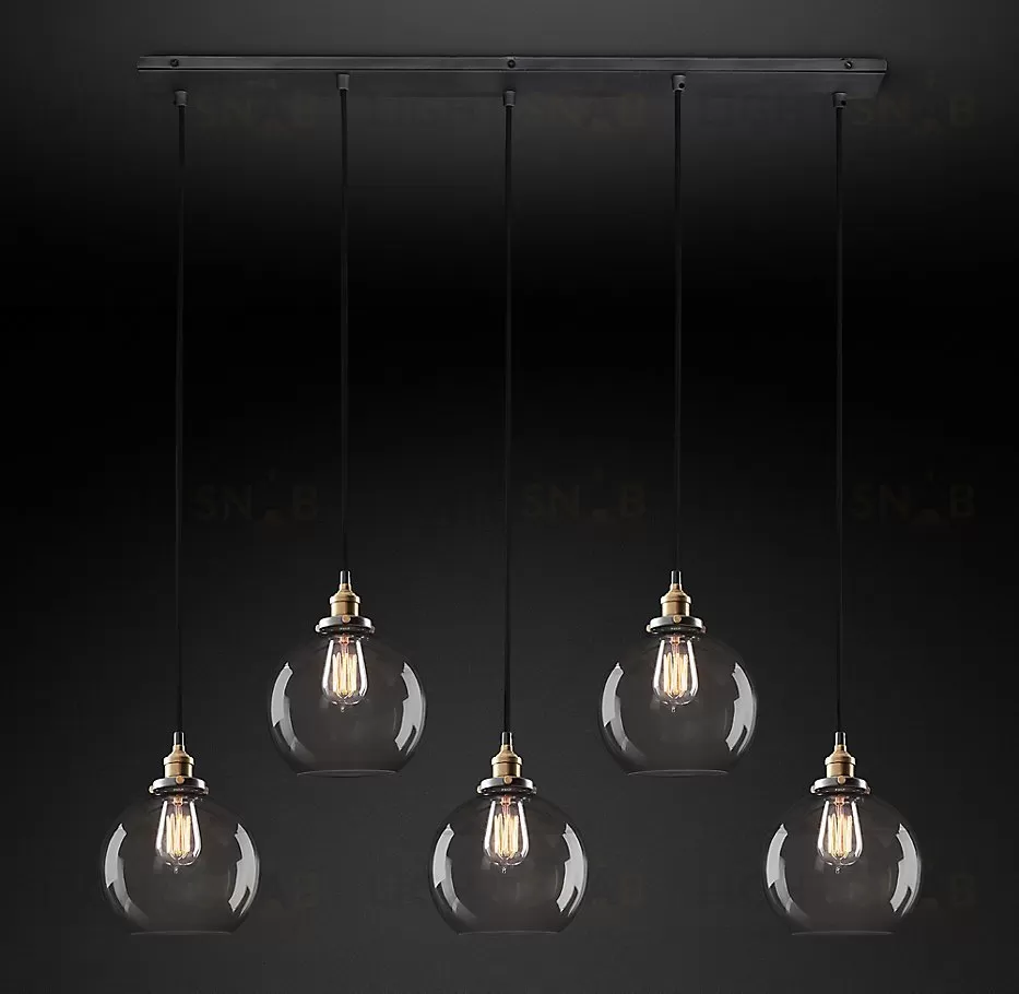 Подвесной дизайнерский светильник  20th C. Factory Filament Smoke Glass Caf? Rectangular  Pendant by Restoration Hardware LSR5821