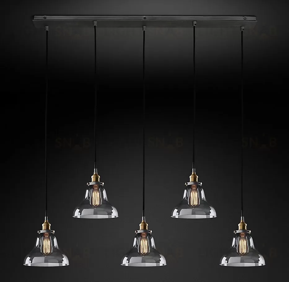 Подвесной дизайнерский светильник  20th C. Factory Filament Clear Glass Boulangerie Rectangular Pendant by Restoration Hardware LSR5792