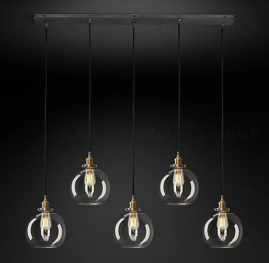 Подвесной дизайнерский светильник  20th C. Factory Filament Clear Glass Caf? Rectangular  Pendant by Restoration Hardware LSR5795