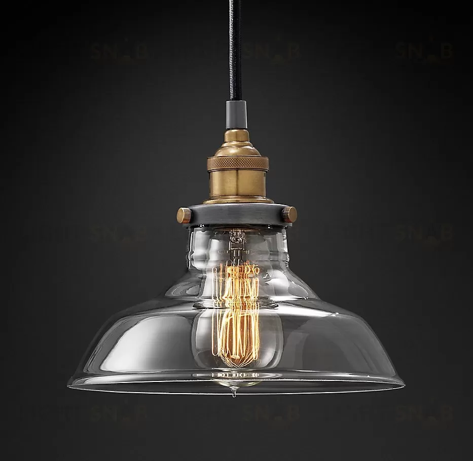 Подвесной дизайнерский светильник  20th C. Factory Filament Clear Glass Barn Pendant by Restoration Hardware LSR5788