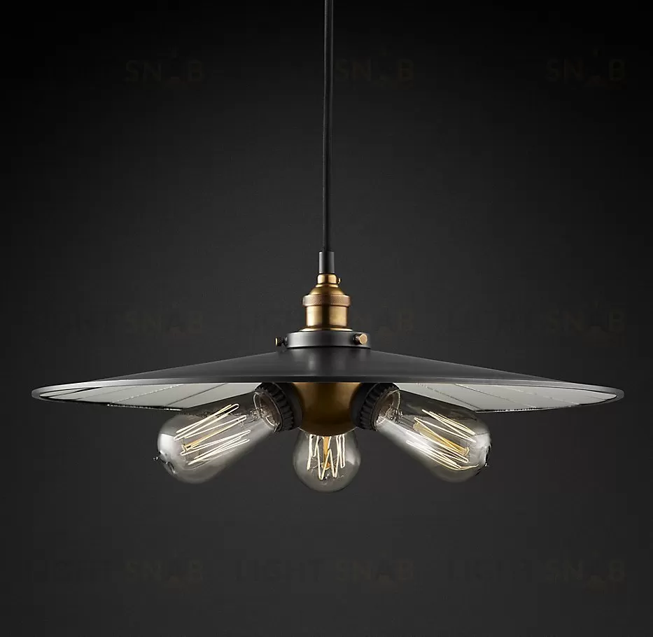 Подвесной дизайнерский светильник  20th C. Factory Filament Reflector Triple Pendant by Restoration Hardware LSR5813