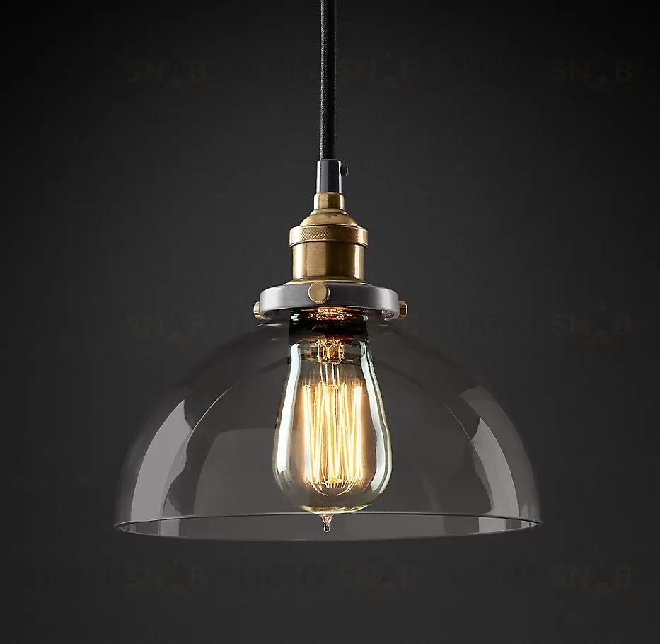 Подвесной дизайнерский светильник  20th C. Factory Filament Smoke Glass Dome Pendant by Restoration Hardware LSR5826