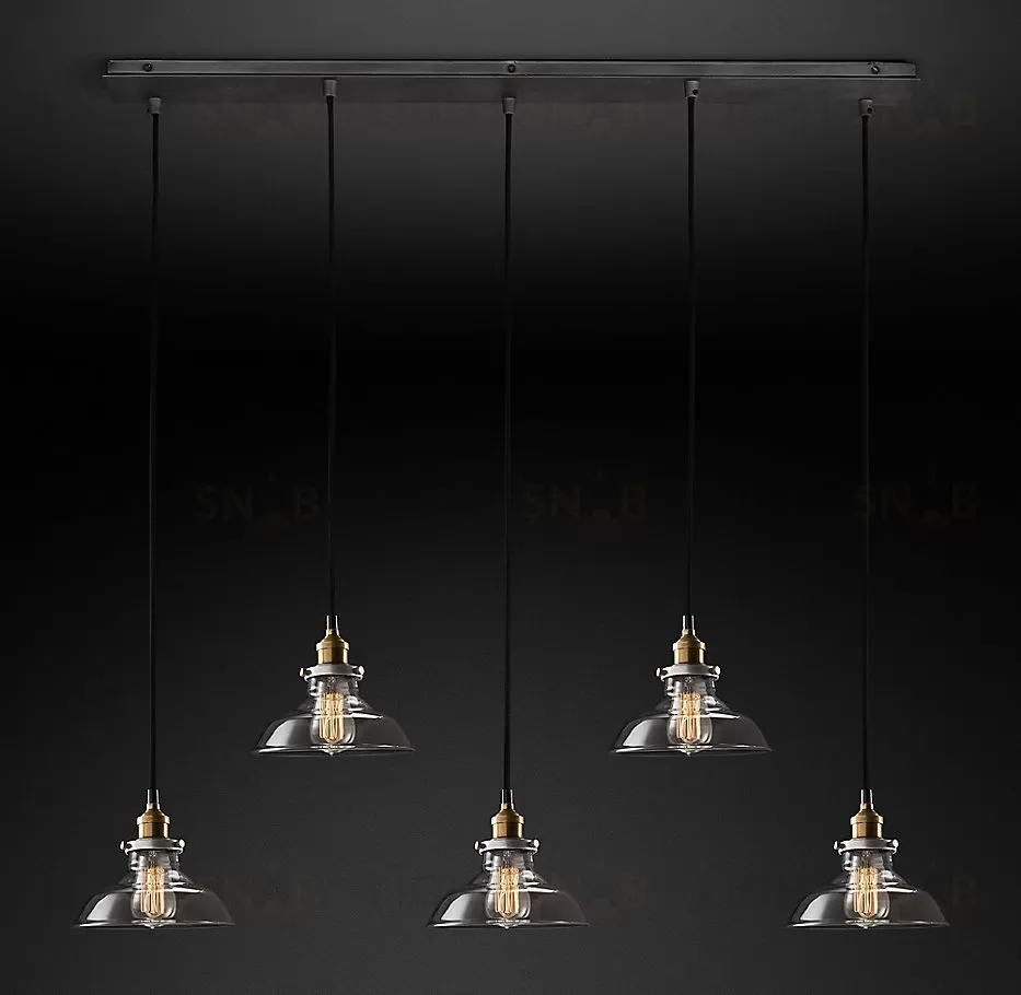 Подвесной дизайнерский светильник  20th C. Factory Filament Smoke Glass Barn Rectangular  Pendant by Restoration Hardware LSR5815