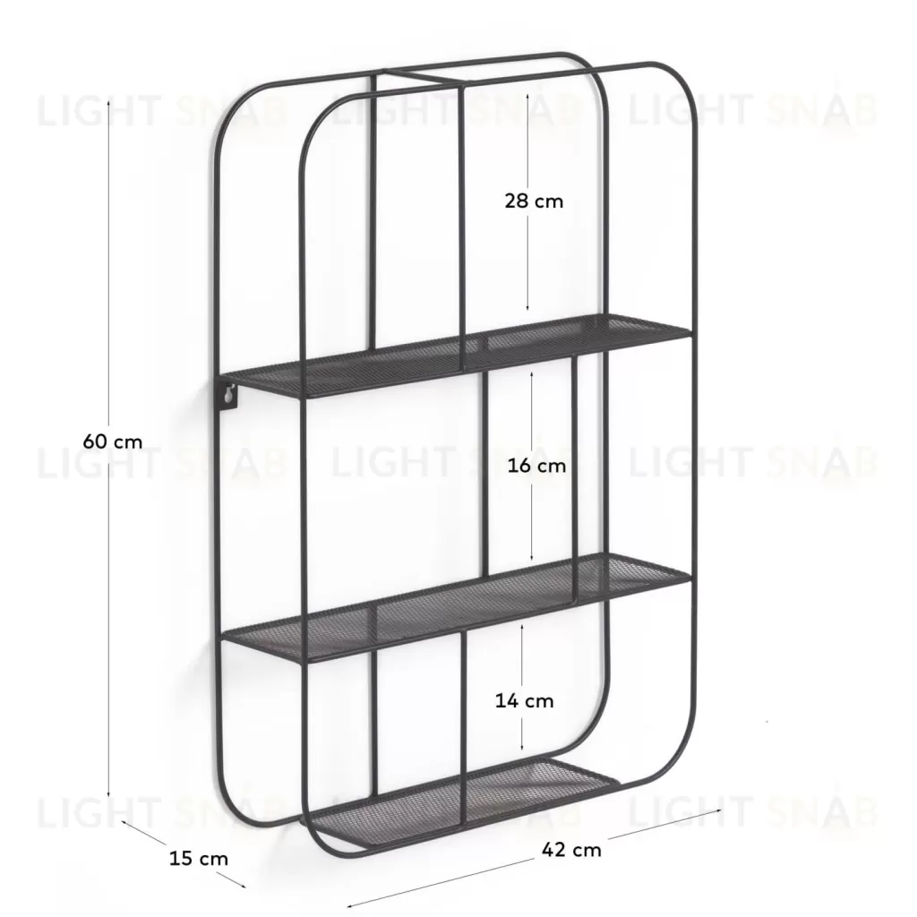Металлические полки Veneranda с черной отделкой 42 x 60 см 115901