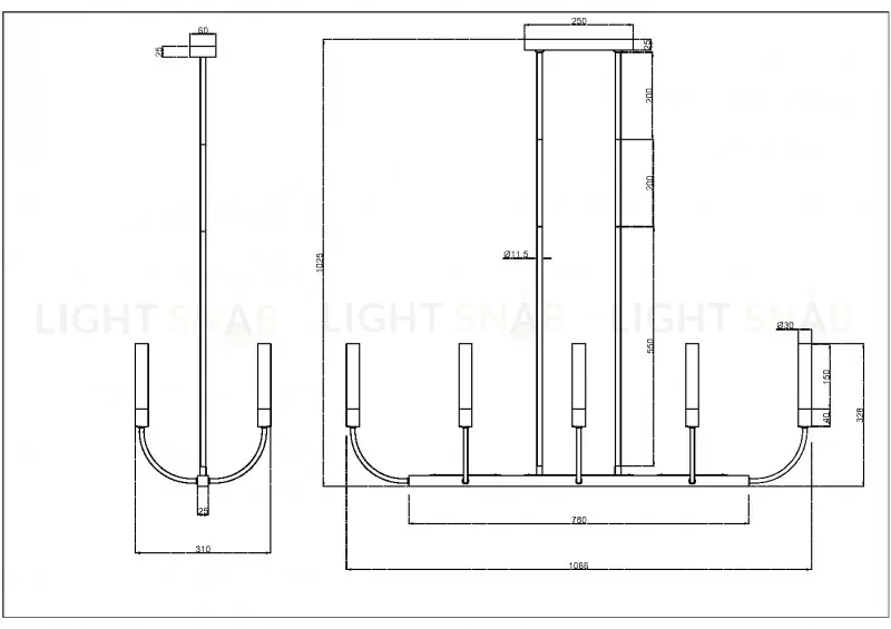 Люстра на штанге Maytoni MOD423CL-08C MOD423CL-08C