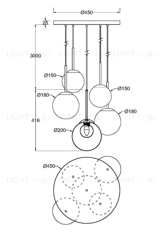 Каскадная люстра Maytoni MOD521PL-05G MOD521PL-05G