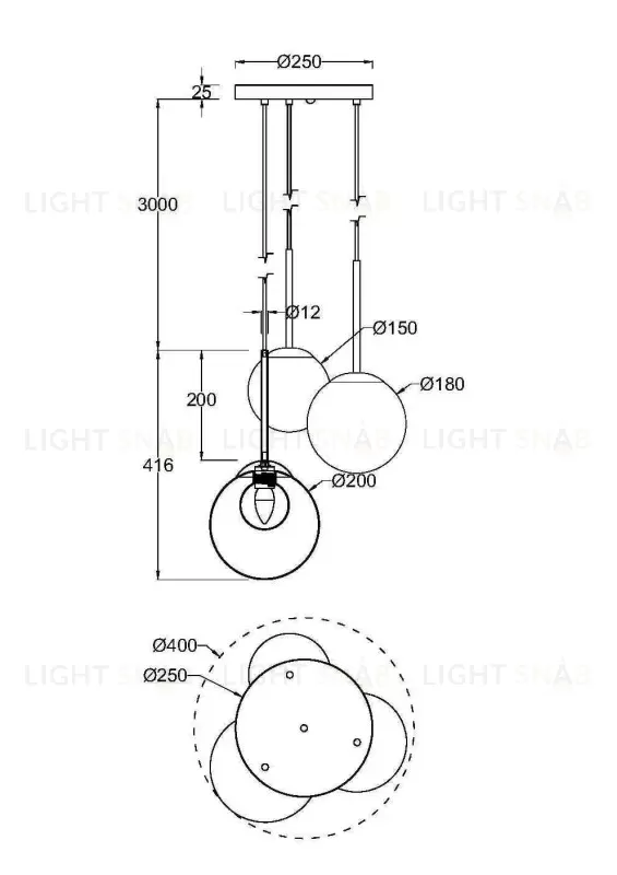 Каскадная люстра Maytoni MOD521PL-03G MOD521PL-03G