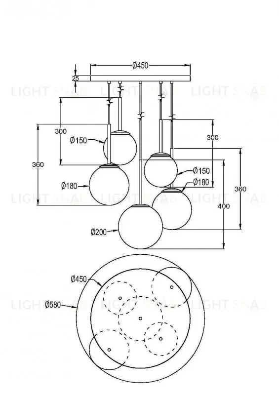 Люстра на штанге Maytoni MOD321PL-05G1 MOD321PL-05G1