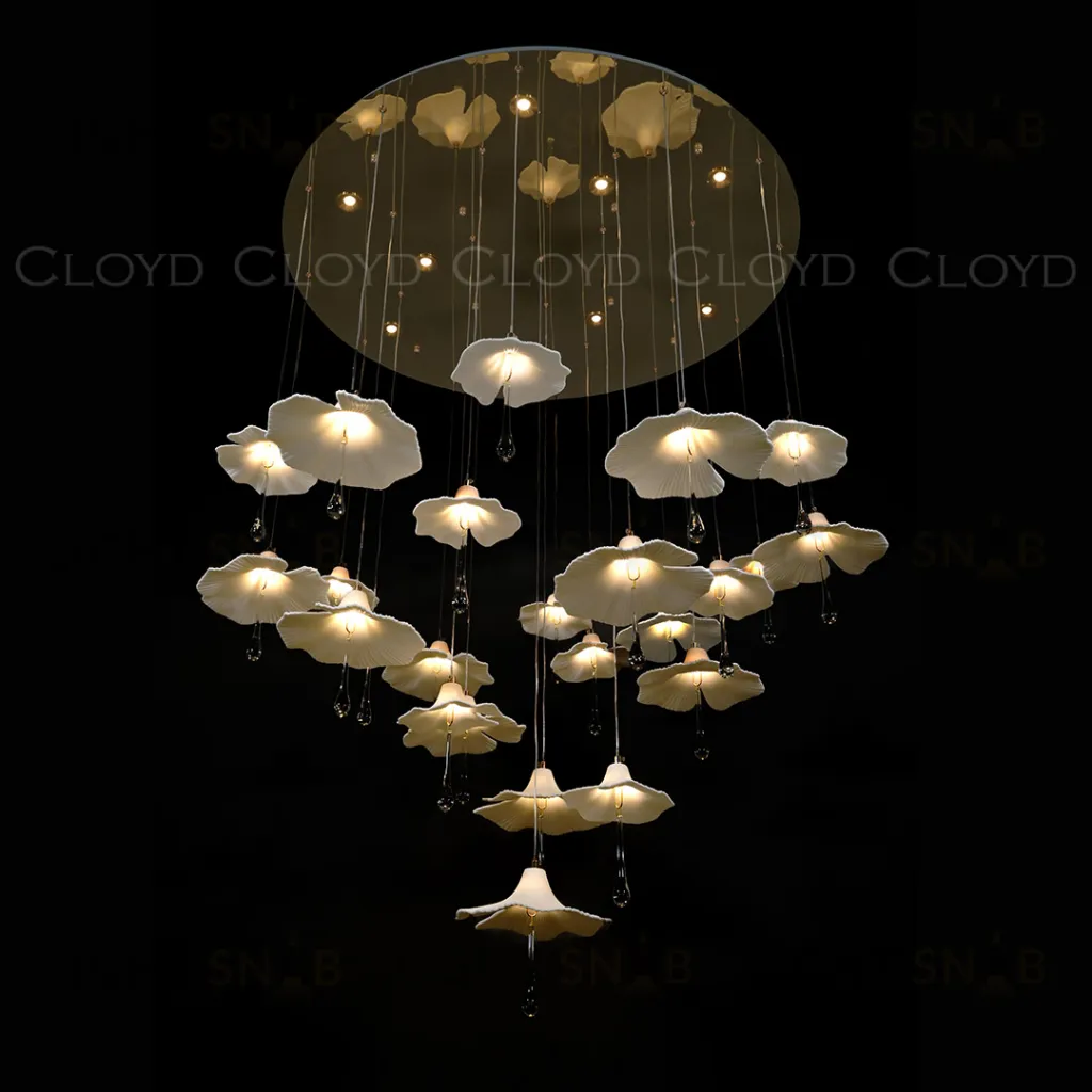  Люстра Cloyd SHANGRILA-A C33 / выс. 120 см - керамика - золото (арт.11334)  11334