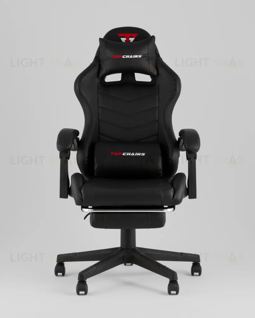 Кресло спортивное TopChairs Prophet с оттоманкой черный УТ000039479