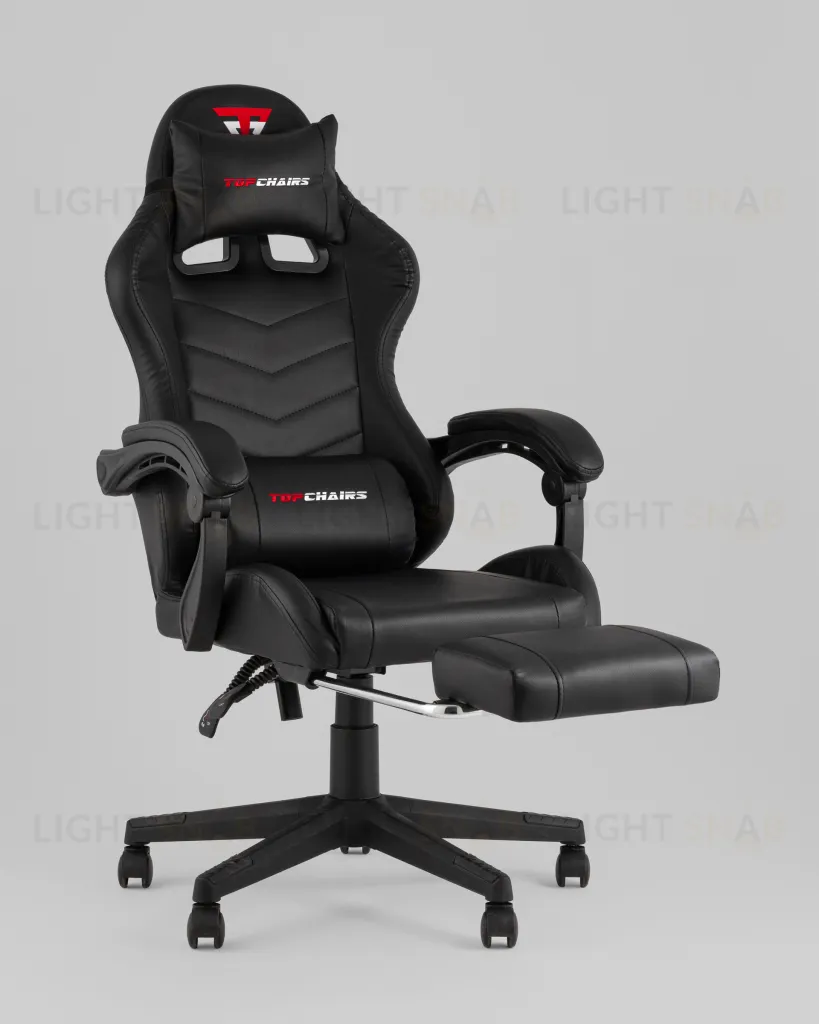 Кресло спортивное TopChairs Prophet с оттоманкой черный УТ000039479