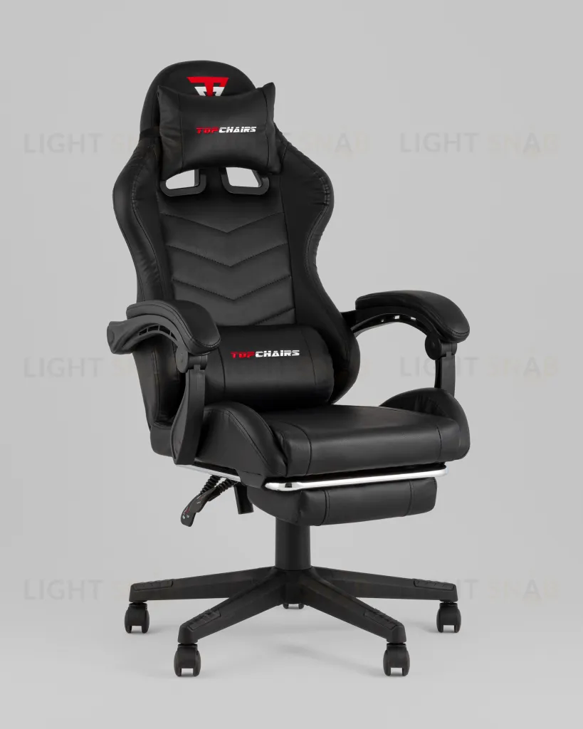 Кресло спортивное TopChairs Prophet с оттоманкой черный УТ000039479