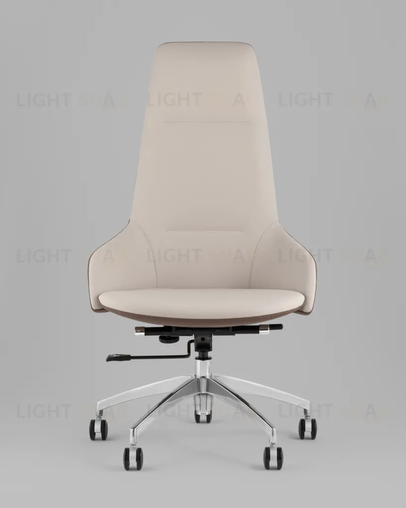 Кресло руководителя TopChairs Soulo светло-серый, коричневый УТ000039417