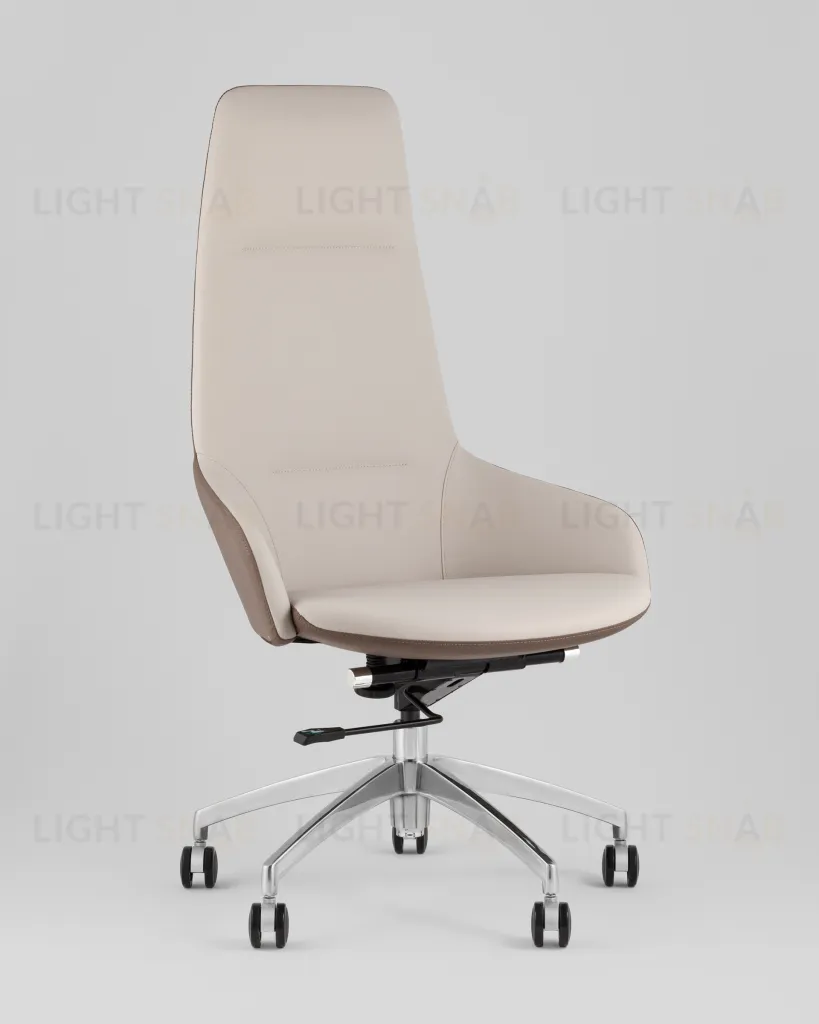 Кресло руководителя TopChairs Soulo светло-серый, коричневый УТ000039417