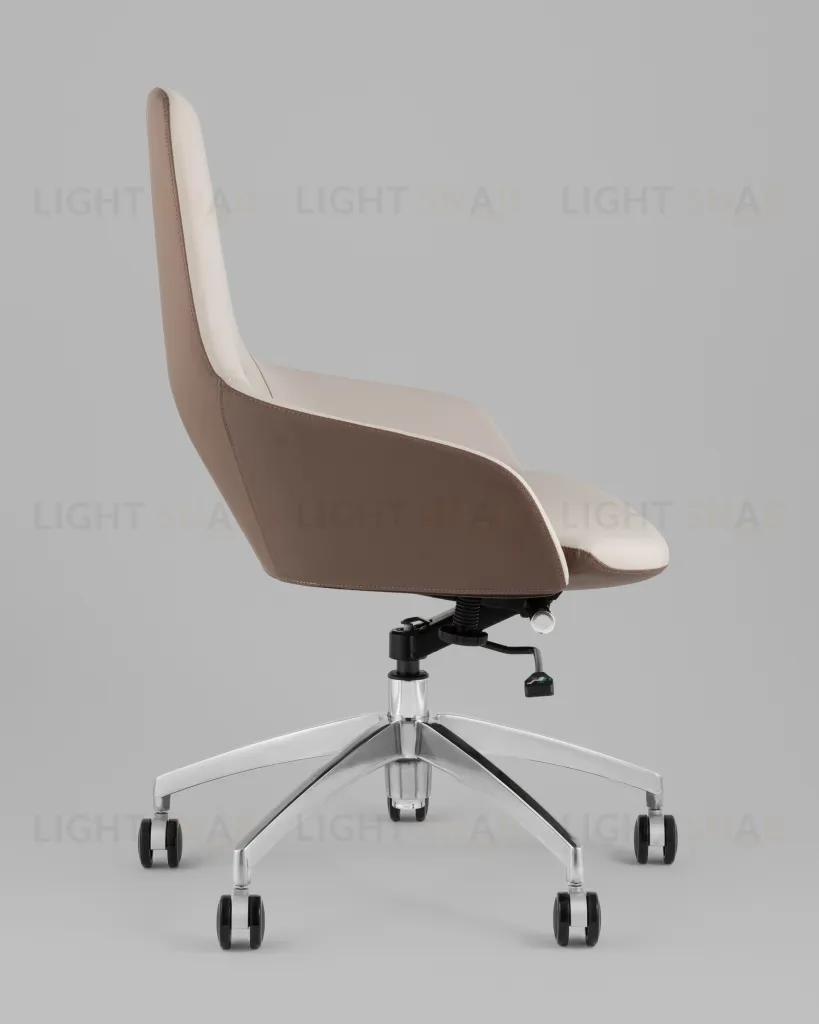 Кресло офисное TopChairs Soulo светло-серый, коричневый УТ000039419