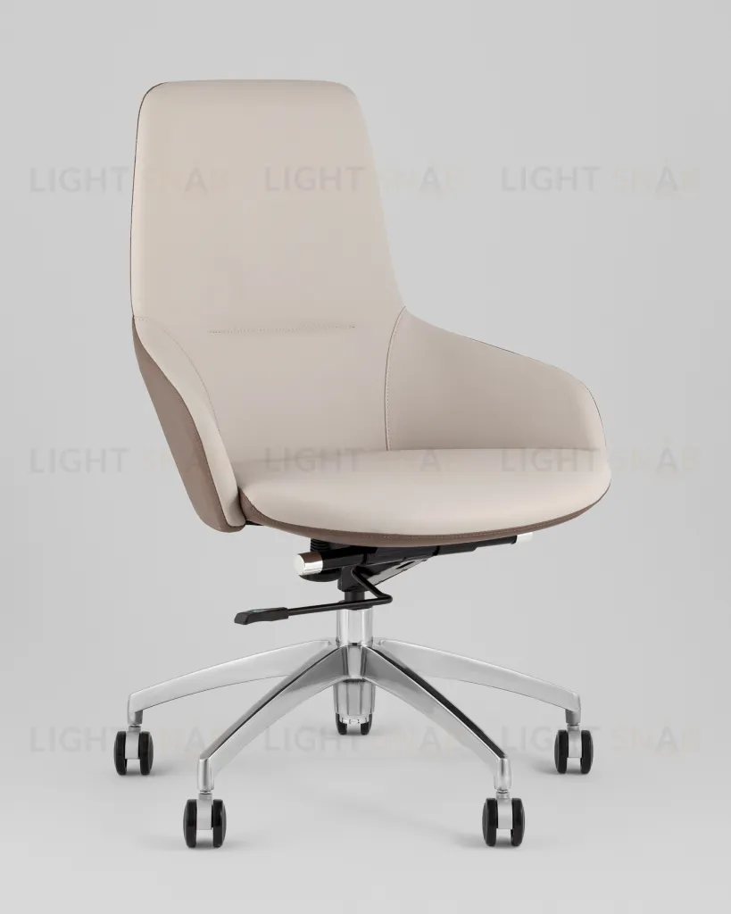 Кресло офисное TopChairs Soulo светло-серый, коричневый УТ000039419