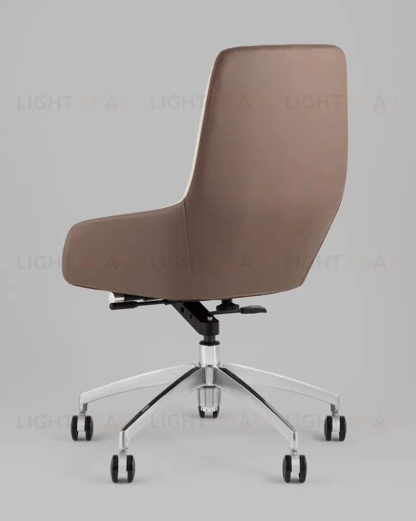 Кресло офисное TopChairs Soulo светло-серый, коричневый УТ000039419