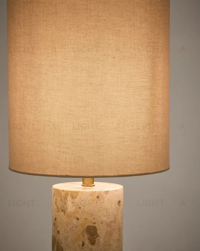 Настольная лампа Raze из бежевого мрамора с льняным абажуром 212124